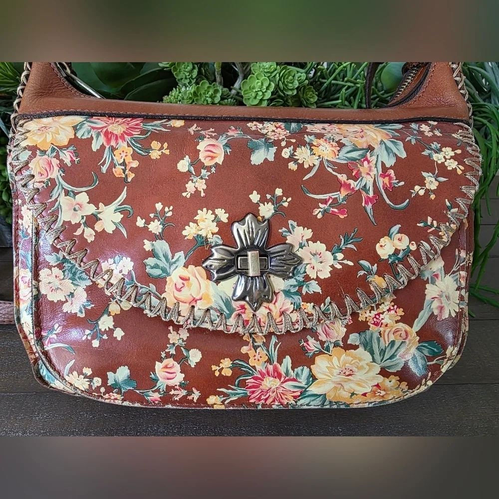 Patricia Nash Leather Sophia Hobo Vintage Botanical Print Bag